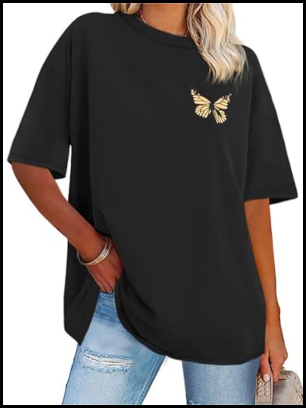 Womens Oversized Graphic T-Shirt Crew Neck Short Sleeve Summer Top